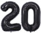 Vthoviwa 40 Zoll/18 Farbens Luftballon Zahlen 20 Schwarz, Luftballon 20. Geburtstag Foil Ballon, 0123456789,10-19,20-25,30,40,50,60,70,80,90, Folienballon 20 Party Dekoration Helium Unterstützen