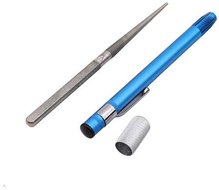 HUFFA 1pc Multi Purpose Pen Shape Diamond Plated Carbon Steel Fishhook Grindstone Outdoor Tools