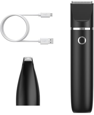 ORIA 2 in 1 Haustier Trimmer, Hundeschermaschine USB Wiederaufladbar, IPX7 Wasserdicht Hundetrimmer, Leise Haustier Haarschneider, mit 2 Trimmerkopf für Pfote, Ohren, Gesicht - Schwarz