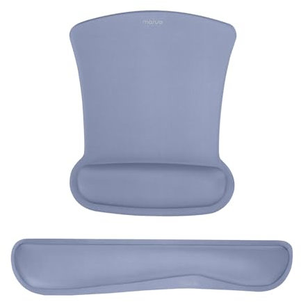 MOSISO Wrist Rest Support for Mouse Pad & Keyboard Set, Ergonomic Mousepad Non-Slip Base Home/Office Pain Relief & Easy Typing Cushion with Neoprene Cloth & Raised Memory Foam, Lavender Gray
