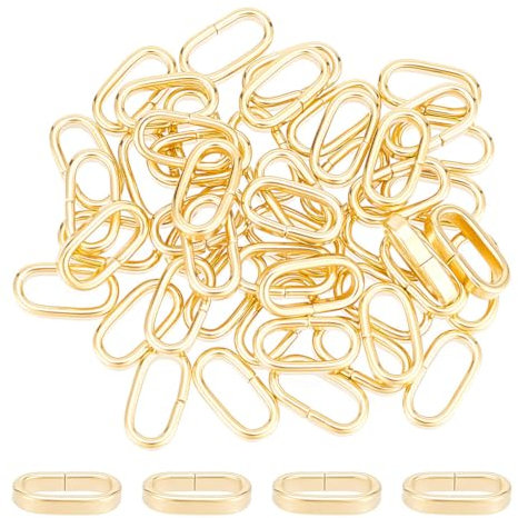 UNICRAFTALE 50 pz 304 ciondoli per Cursori In Acciaio Inossidabile Perline Ovali Dorate con Foro Grande Cavo con Foro Grande Perline Sfuse Braccialetti Clip di Bloccaggio Connettore di Collegamento