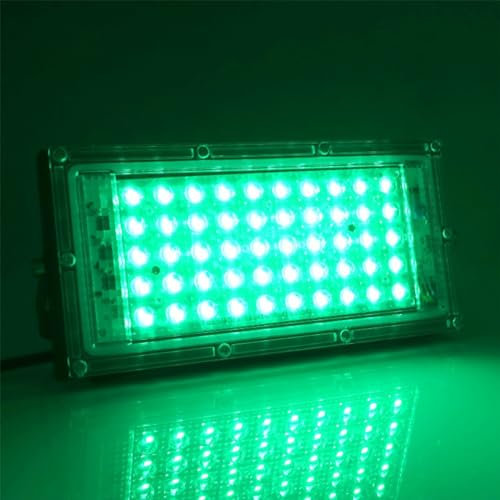 MODOAO Außenstrahler 50W 4800LM LED Strahler Grün Wasserdicht IP66 Außenstrahler,AC 220 V Verkabelung, Arbeitslicht für Party, Bühne, Hof, Garten, Garage, Rasen, Hof