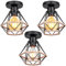 PETITES ECREVISSES 3 Stück Deckenleuchte Industrial Vintage Deckenlampe Retro E27 Hängeleuchte mit Hanfseil und Metall Design Pendelleuchte Schwarz Hängelampe 160mm für Esstisch Küche Esstisch