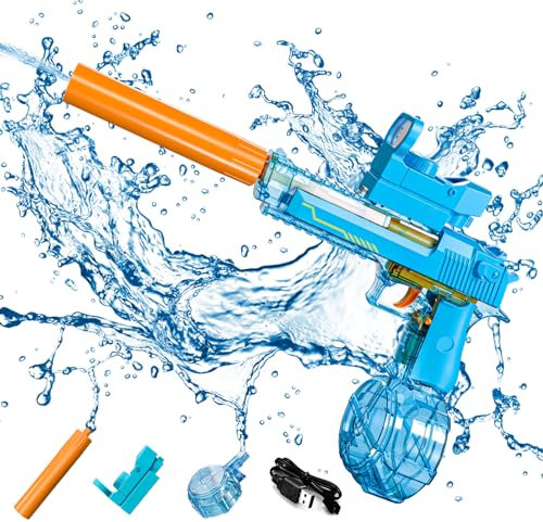 ACAREY Elektrisch Wasserpistole Für Kinder Erwachsene, Wasserpistole Spielzeug Wasserspritzpistole mit Groß Kapazität & Langer Reichweiter Für Party Badestrand Sommer Pool Wasserspielzeug (Blau A)