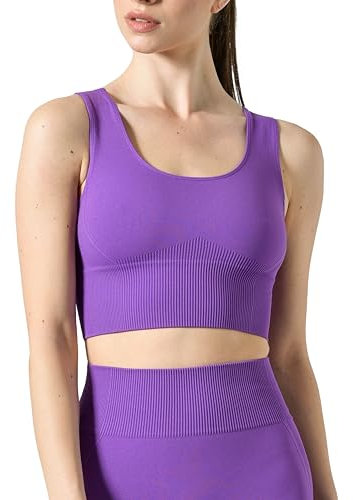 Risalti Top Donna Elegante Costina Ilena - Reggiseno Sportivo Donna, Top Sportivo Donna Fitness in Microfibra, Reggiseno Senza Ferretto, Bralette Donna Senza Cuciture - Made in Italy