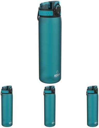 Ion8 Leak Proof Slim Water Bottle, BPA, 600ml, Aqua (Pack of 4)