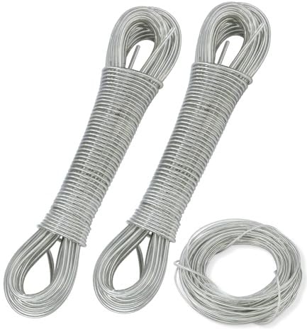 40M Filo per bucato con anima in acciaio, 2 * 20M per esterni, resistente, extra forte, con una portata di 200 kg, antiruggine e impermeabile, per giardino filo stendibiancheria