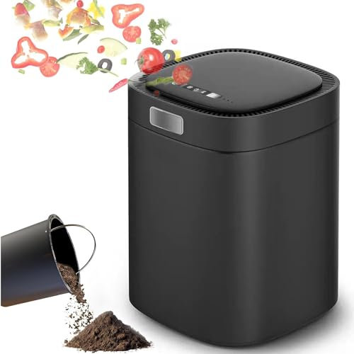 Qiang Compostiera Elettrica da Cucina 2,5L,Compostiera per Riciclare I Rifiuti Organici con Rivestimento Antiaderente,Trasforma I Rifiuti Alimentari in Compost per Piante,Black