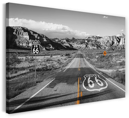 Printistico Leinwandbild (80x60cm) Route 66, USA, Amerika Fotografie - Wüsten Landschaft, Natur, echter Holz-Keilrahmen inkl. Aufhänger, handgefertigt in Deutschland