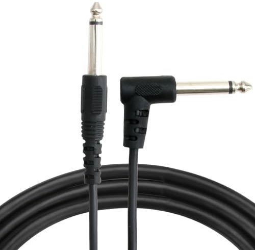 YYCLIPY 3m Guitar Cable, Jack to Jack, Straight to Right Angle, TRS, Black, Compatible with Bass Guitar Amplifiers, Electronic Drums, Stage Speakers, Mixers, Keyboards, Studio Monitors