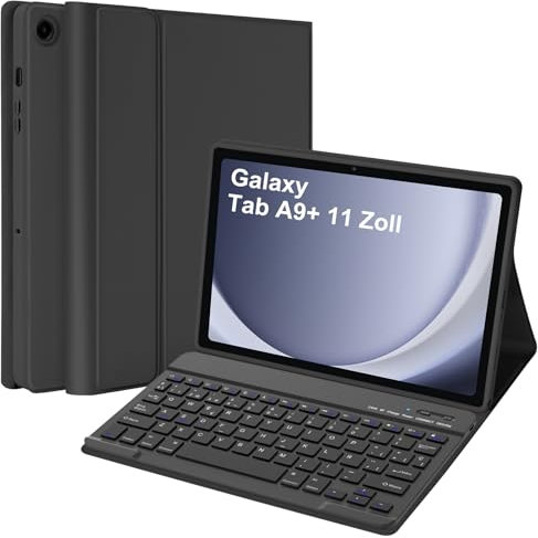 Funda con Teclado para Samsung Galaxy Tab A9 Plus 2023 11 Pulgadas SM-X210/X216/X218, Español Ñ Bluetooth Teclado Magnético, Funda Protectora para Teclado Extraíble para Galaxy Tab A9+ (Negro)