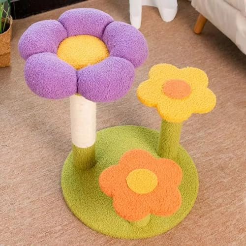 SHIBOHAN - Árbol para gatos de 48 cm, torre trepadora para gatos, forma de flor, poste rascador para gatos, árboles de actividad multicolor con bola de juguete para gatitos, color morado