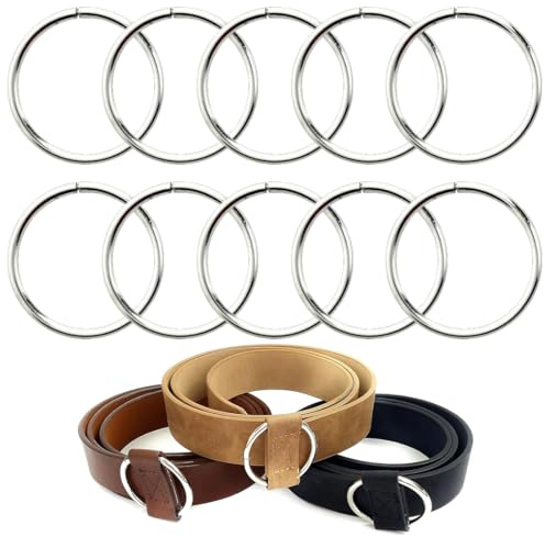 MIRKUZI Gürtelschnallen 10 Stück runde Metall-O-Ringe, 50 mm, runde O-Ring-Metallringe für die Herstellung von Pflanzenständer-Ringen, Haustier-Seilklammern, DIY-Ring-Stahl-Zubehör