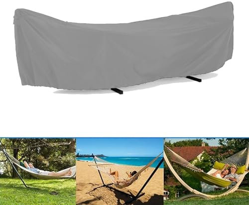 Oxford Vollständige Abdeckplane Hängematte Abdeckung Wasserdicht,Outdoor Schutzhülle für Hängematten für Stabhängematte mit Ständer und Gestelle (Gray, 210D-446x140x97cm)