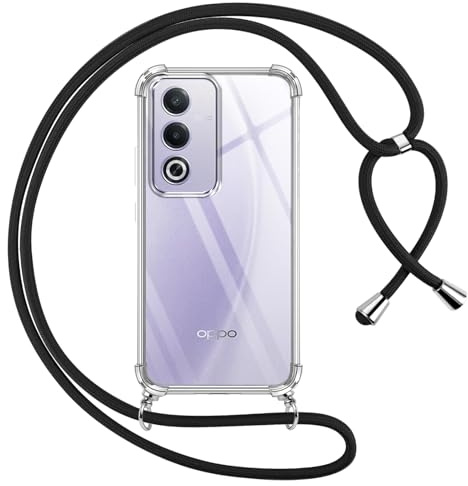 Pnakqil Cover per Oppo A80 5G con Cordino, Trasparente Custodia con Laccio Tracolla Cellulare Girocollo Collana Protettiva per Oppo A80 5G 6.67, Nero