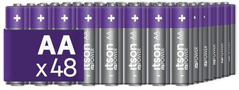 ITSON, Batterien AA, 48 Stück, 1.5V, Alkaline Batterien, für Uhren, Taschenlampen, Fernbedienungen, umweltfreundliche Verpackung 95% recycelt