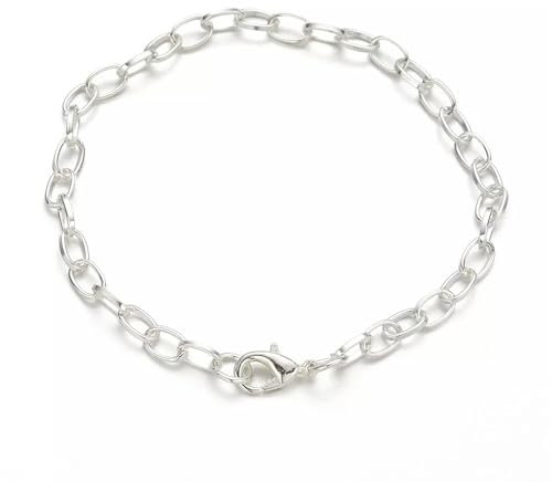 10 Silver Tone Iron Cross Chain Bracelets Blanks 18 Gauge w/Lobster Clasp 8.2-default