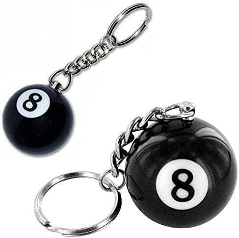 2er-Set Kreative Pool-Billard-Schlüsselanhänger mit -Zahl – Praktische Autoschlüssel-Deko für Männer und Frauen, Schwarzes Schlüsselband mit Nutzwerkzeug (Ideal als Geschenk für Billardfans)