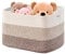 Boensi gradient yellow Laundry Basket with handle - 54×43×30cm Rectangle woven Cotton Rope blanket basket,storage basket for Blankets,Baby Toys & Clothes (Fits Bathroom,Nursery, bedroom,Living Room)
