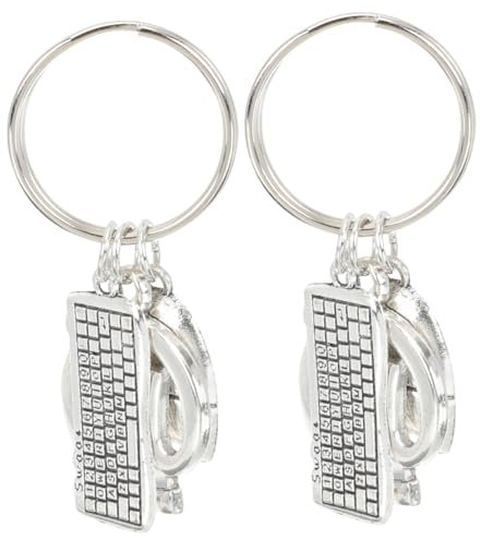 BESPORTBLE 2pcs Key Chain Pendant Keychain French Key Rings Black Keyboard Size Mouse and Keyboard Wrist Key Ring Keyboards Lanyard Keyboard Key Fob Beam Ladies Metal Silver