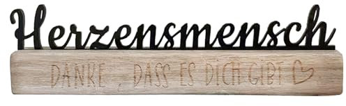 Tischdeko Herzensmensch Geschenk Schriftzug im Holzaufsteller Holz Tischdekoration schwarz Acryl Geschenke für Freundin Partner Frauen Geburtstag Hochzeit Jahrestag Geburtstag Weihnachten Valentinstag