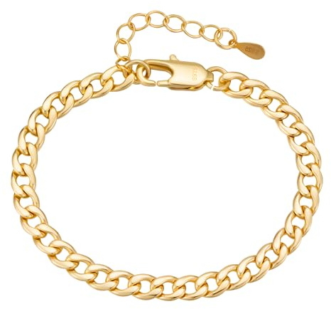 DORANA 5mm dickes Goldarmband für Damen Kubanische Kette Armbänder Kubanisches Gliederarmband Unisex Kette Armbänder für Frauen Geschenk für Sie