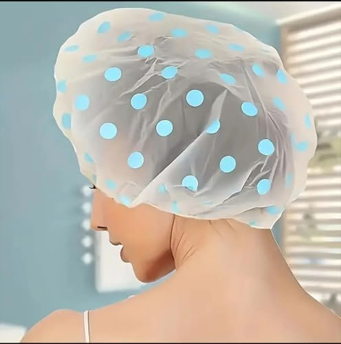 ROMAXO 3pcs Shower Cap Bath Caps Waterproof Reusable Caps for Long, Short hairs Elastic Lining Shower Caps For Women & Men Shower Hats for rainy weather kitchen Salon,Spa,Travel,Home