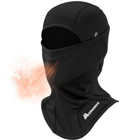 KINGBIKE Sturmhaube Fahrrad Winter Ski Mask Balaclava Kaltes Wetter Warme Kapuze Winddicht Kapuze Skifahren Snowboard Eisfischen Radfahren Motorrad Maske für Herren Damen Schwarz (Hohe Elastizität)