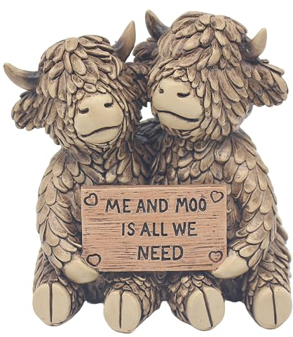 Lesser & Pavey Highland Hughie Me & Moo Decor Figurine | Charming Character Design, Detailed Finish, Freestanding Ornament, Shelf Display, Decorative Accent, Memorable Gift