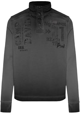 Camp David Herren Troyer-Sweatshirt mit Strick-Details und Artworks Black, XL