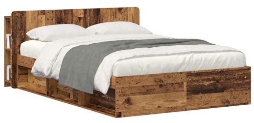 vidaXL Kopfteil Schrank mit Speicher Altholz Holzwerkstoff, Stylischer U-förmiger Holz-Kopfbereich, Multifunktionale Kommode, Moderne Möbel, Organisierer, Stauraumlösung