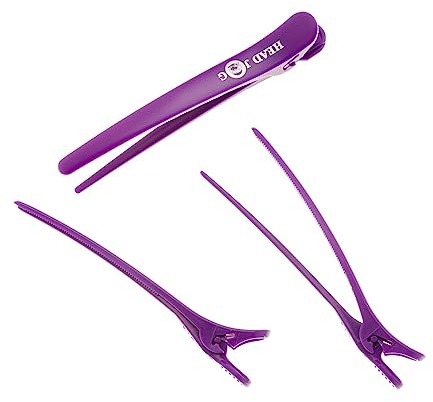 Head Jog Klip Itz 6 Pack Hair Sectioning Clips With Strong Grip. Professional No Crease Duckbill Hair Clips For Sectioning & Styling. Suitable For All Hair Lengths & Types (Purple)