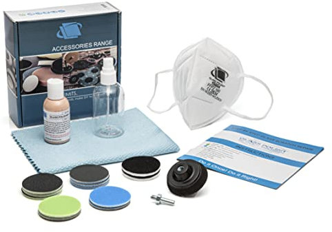 Glass Polish 28002 xNet Do-it-Yourself-Kit zur Entfernung von Glaskratzern für alle Glasoberflächen – Ø 50 mm mit Bohraufsatz