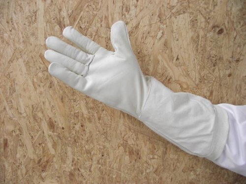 Förster-Fellnest Premium Imkerhandschuhe - Größe 9, hell, Extra langer Stulpe, breites Elastikbündchen, verstärkte Lederstärke