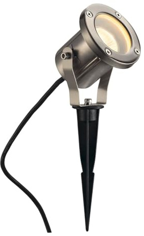 SLV NAUTILUS | Außenlampe für die Beleuchtung von Garten, Terrasse, Pflanzen, Wegen, Teich, Aussen-Leuchte, Außen-Strahler | IP55, GU10, mit Stecker, Edelstahl 316