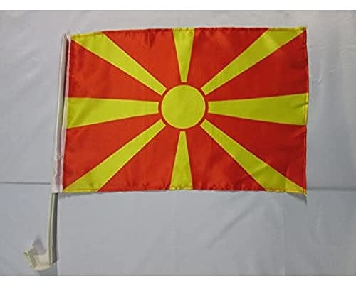 AZ FLAG - Autofahne Mazedonien - 45x30 cm - Makedonische Autoflagge 30 x 45 Cm - Auto Flaggen
