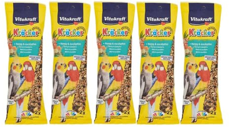 Vitakraft Kracker Cockatiel Bird Food Honey-Eukalyptus, Pack of 5