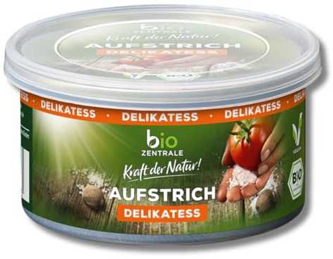 biozentrale Aufstrich Delikatess | 125 g | vegan, gluten- und laktosefrei | herzhaft würziger Brotaufstrich mit Nährhefe | lecker auf Brot, Reis- & Maiswaffeln sowie Knusperbrot