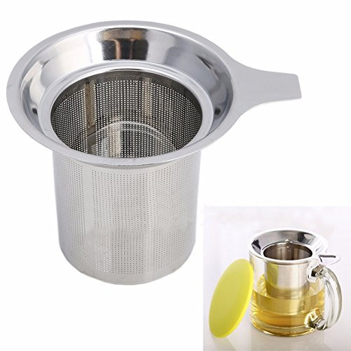 ZHOUBA Infusor de té de acero inoxidable colador para tazas de té de grano de hojas sueltas (plata)
