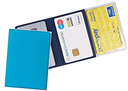 agendepoint.it - Porta carte di credito e tessere magnetiche 3 tasche (2 pezzi) in PVC azzurro