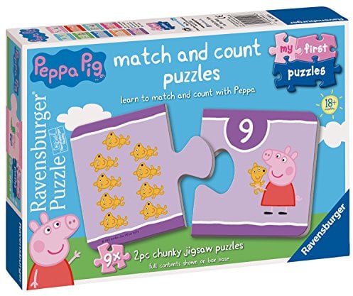 Ravensburger Peppa Pig - 9x 2 piece Chunky Jigsaw Puzzles Toddler Toy for Kids 18 Months and Up