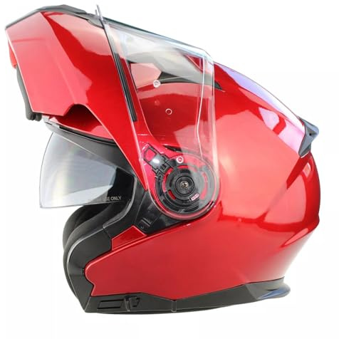3GO E335 Motorcycle Helmet Burgundy Full Face Modular Sun Visor ECE ACU Gold Approved Bike Racing Crash Protector (M (57-58 CM)) - Burgandy - M