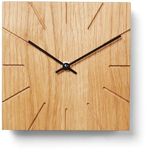 Natuhr Holzuhr Wanduhr Tischuhr Eiche Holz - Beam - geräuscharm Massivholz Design 17 x 17 cm (Eiche geölt Schwarze Zeiger, Quarzuhrwerk)