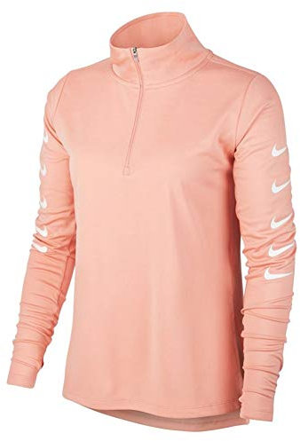 Nike W NK Swoosh Run Top Hz Sweatshirt Femme, Rose/Blanc (Pink Quartz/White), S