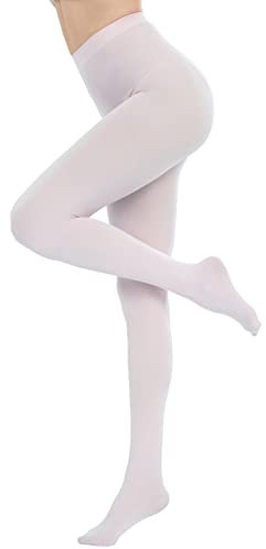 CozyWow Blickdicht Damen Strumpfhose Elastisch Semi Stützstrumpfhose in 25 Farben (Weiß, M)