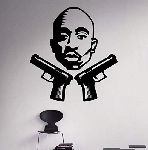 Diy Wandtattoo 2Pac Wandaufkleber Rapper Hip Hop Home Interior Schlafzimmer Dekor Wandaufkleber 58 X 62 Cm