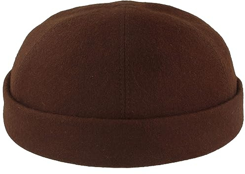 Bullani Docker-Cap Docker-Mütze Seemannsmütze aus 100% Wolle Bequem Hautverträglich 56 Braun