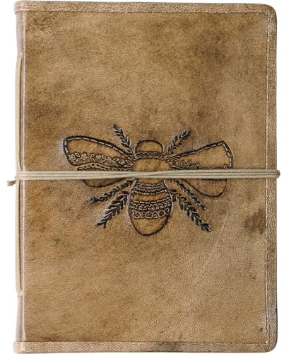 Ledergebundenes Tagebuch mit aufwändigem, geprägtem Bienen-Design auf der Vorderseite Das Bienen-Tagebuch enthält 96 unlinierte Seiten.
