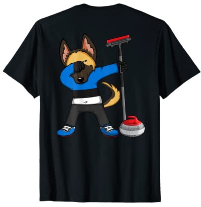 Dabbing German Shepherd Estland Curling Fans Trikot Sport T-Shirt