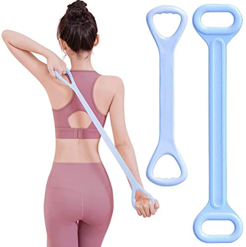 Lot de 2 bandes de résistance elastique de fitness - Pour entraînement du dos et renforcement musculaire - Avec poignées confortables - Pour le yoga, l'étirement et le fitness
